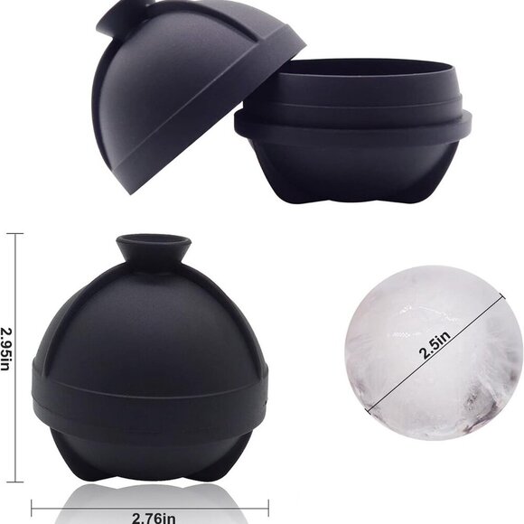 Circle Ice Cube Ball Trays/Molds 6 Black NWOT - Picture 5 of 7